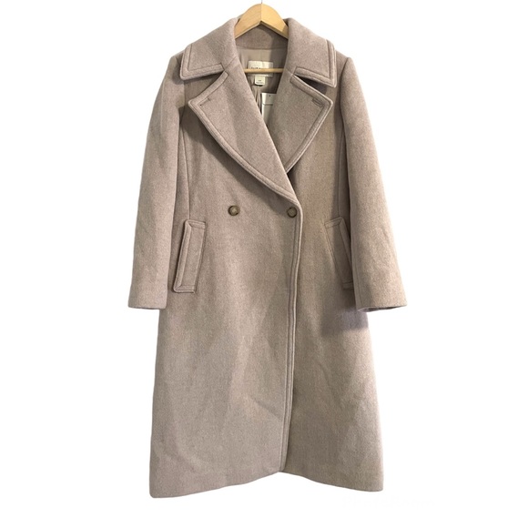 NWT Club Monaco Daylina Almond Beige Wool Coat Size Large Long Wool Coat - Picture 2 of 9
